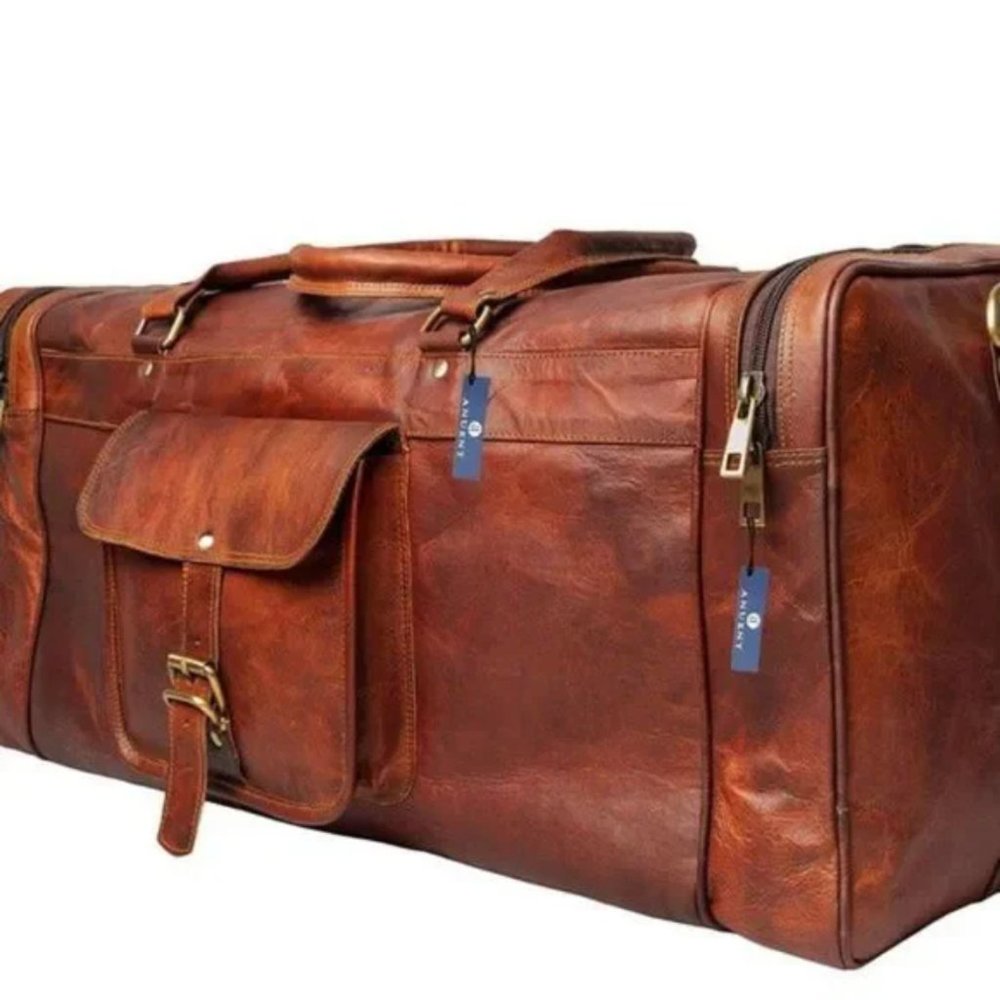 New 24" Men's genuine vintag Leather large, Brown - Picture 6 of 8